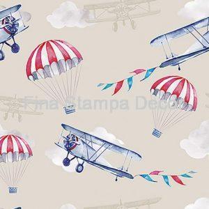 Tecido Infantil Aviões e Balões