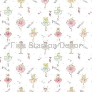 Tecido Infantil Branco Bailarinas