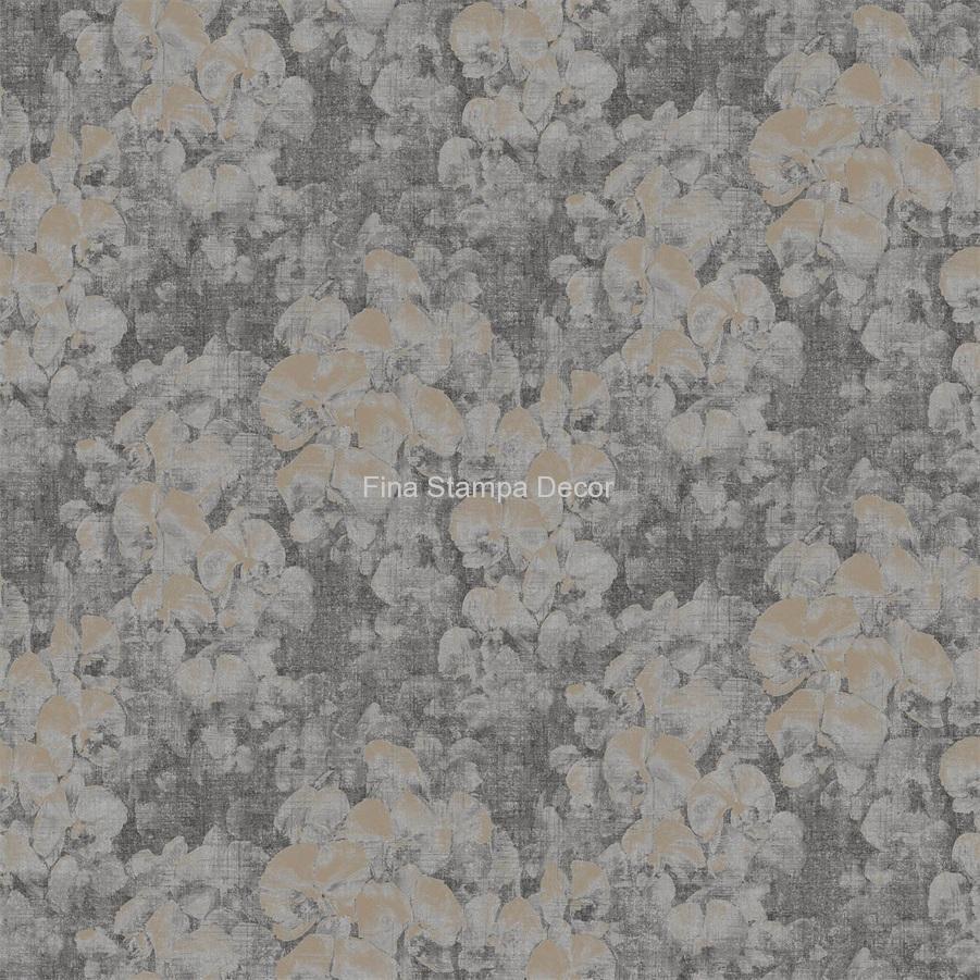 papel de parede floral cinza