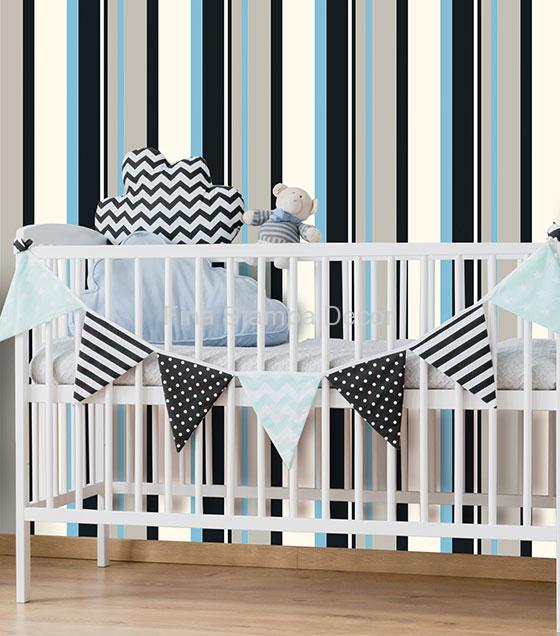 Papel de Parede Listrado Azul - Imagem 2