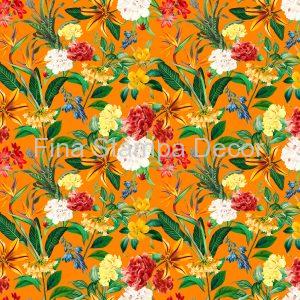 Tecido Impermeável Tropicália Laranja