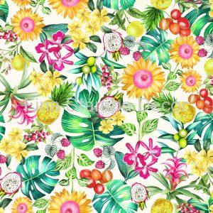 Tecido Impermeável Frutas e Flores