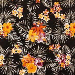 Tecido Impermeável Hibiscos Amarelos