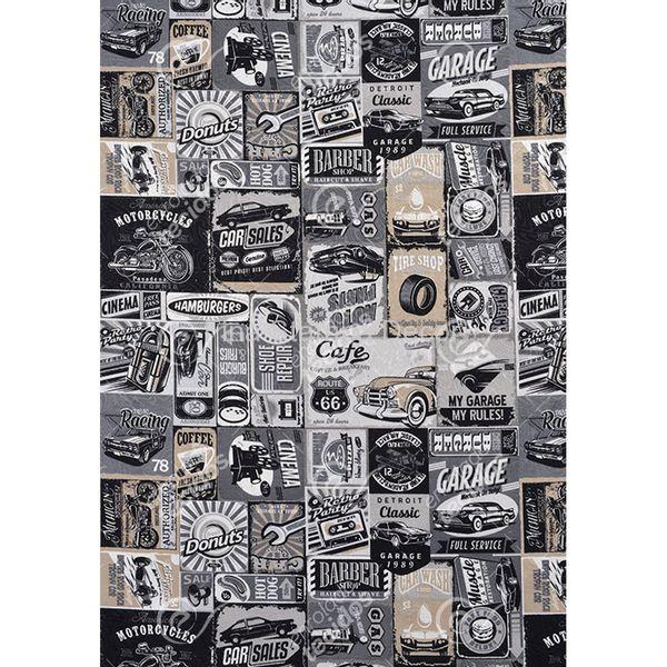 tecido estampa vintage garagem