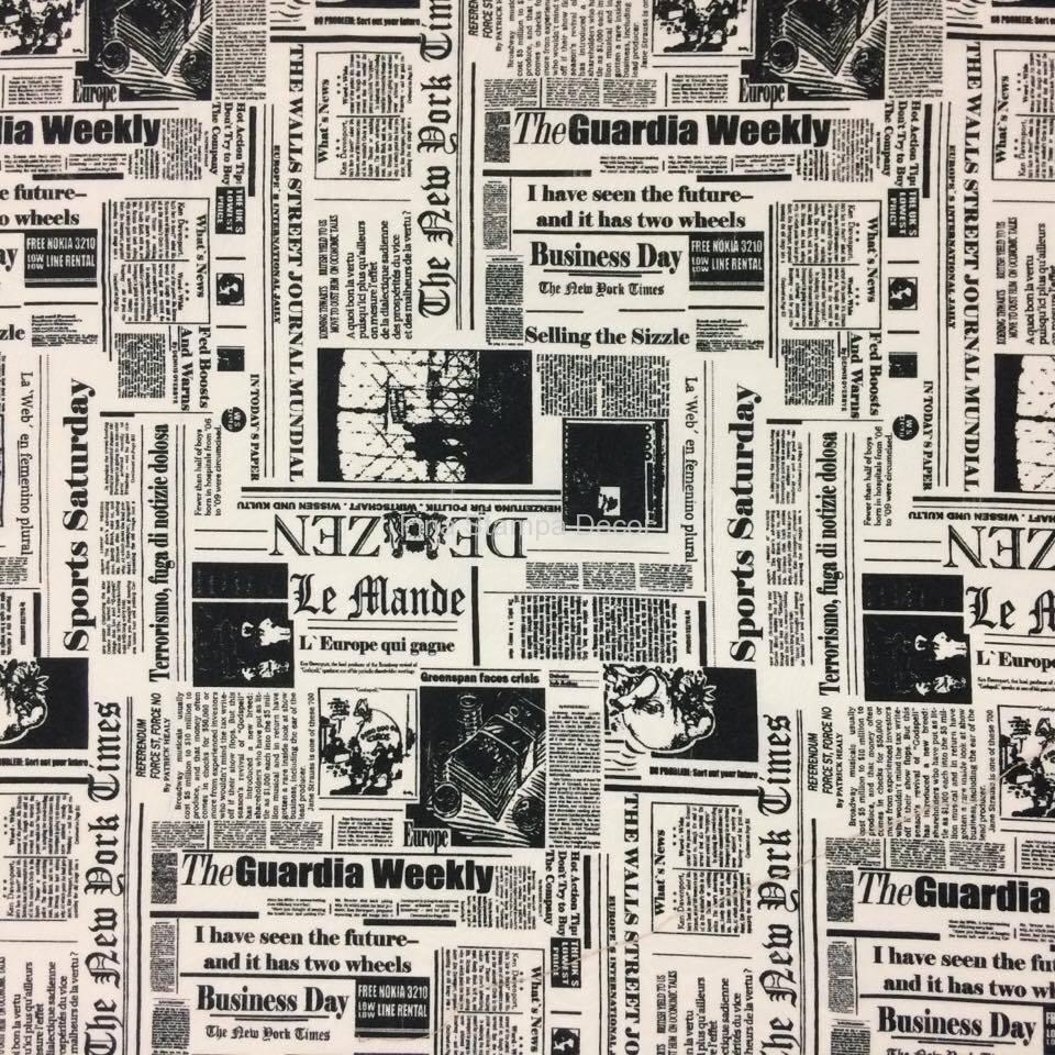 tecido estampa vintage jornal
