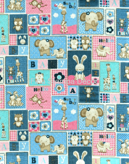 tecido pet patchwork colorido