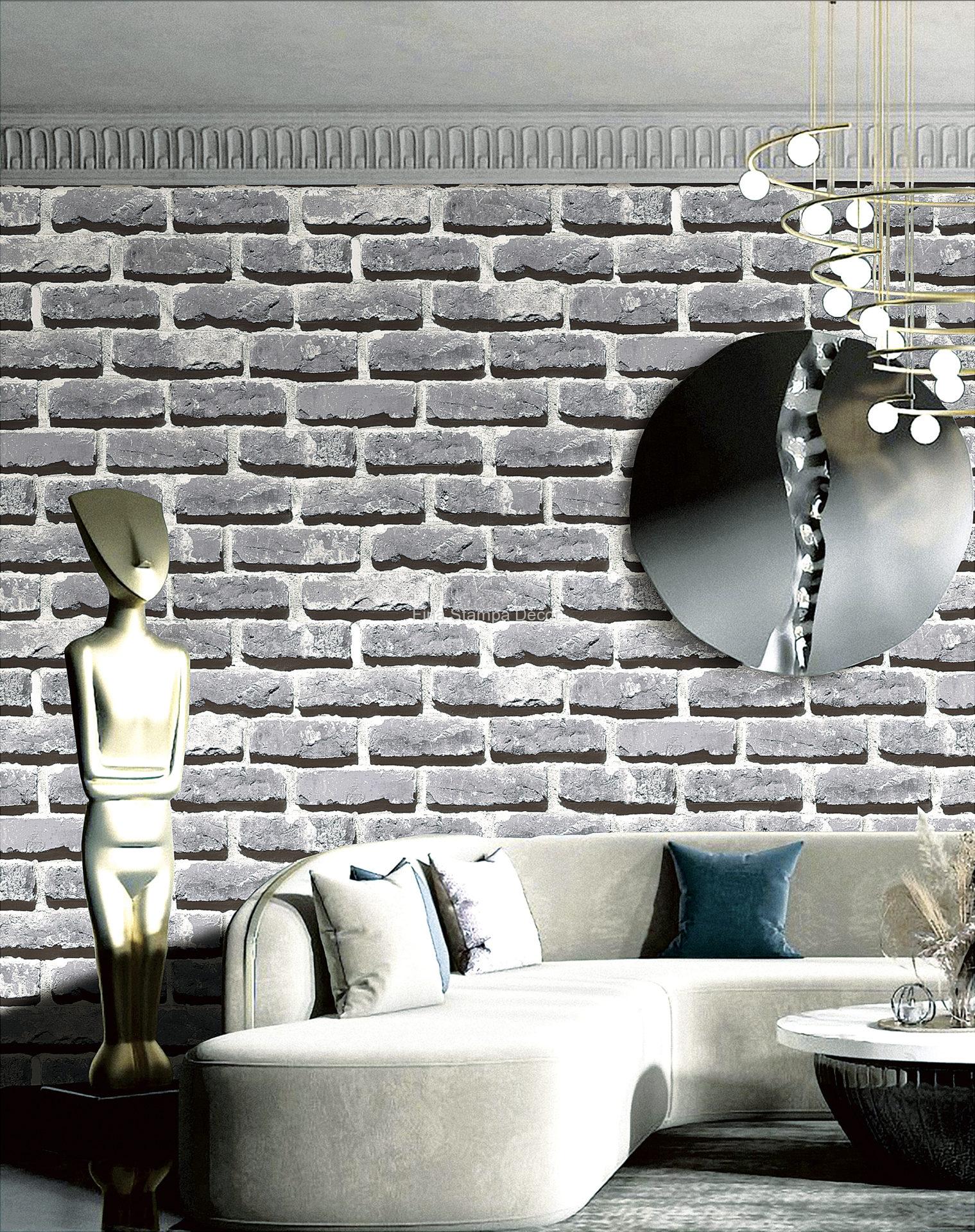 Papel de Parede Tijolos Cinza - Imagem 2