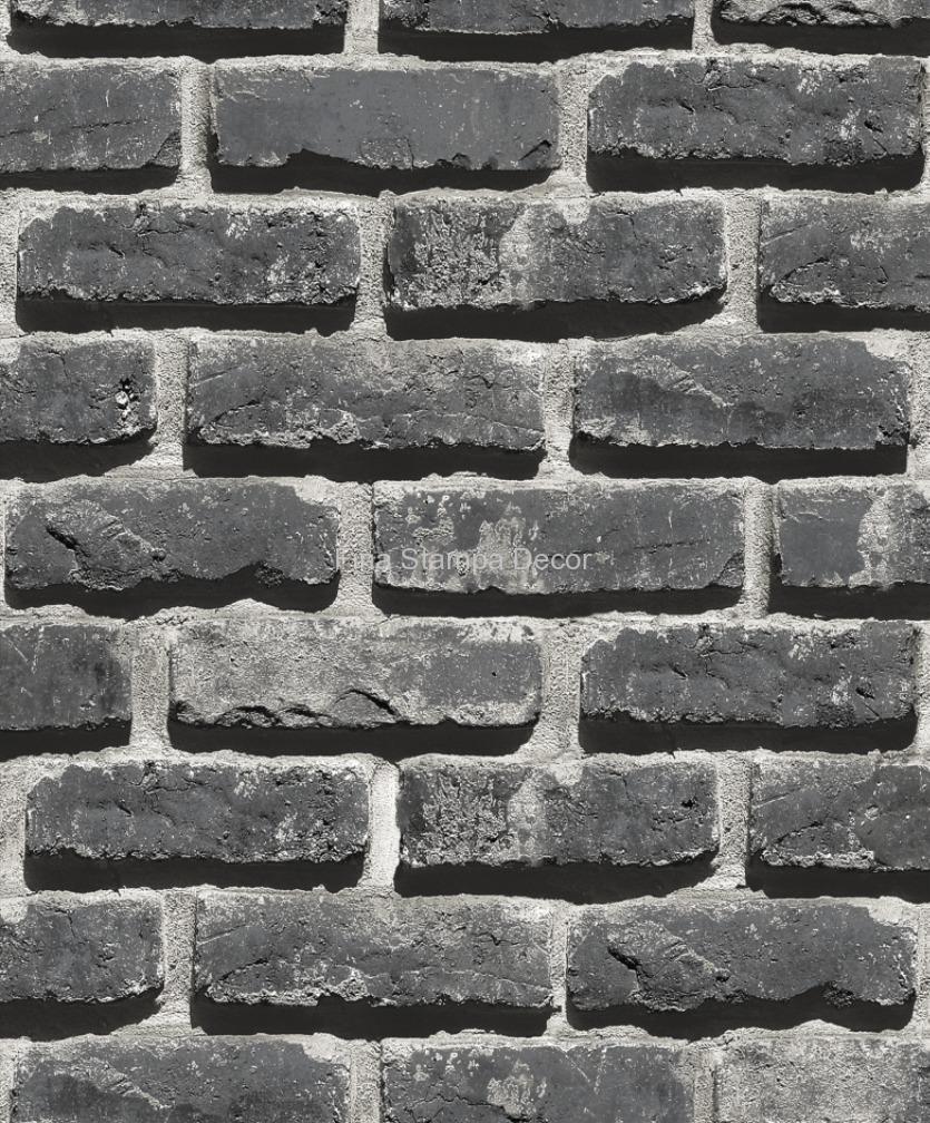 papel de parede tijolos cinzas