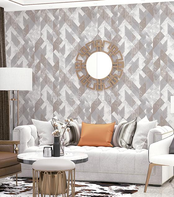 Papel de Parede Bege Geométrico - Imagem 2