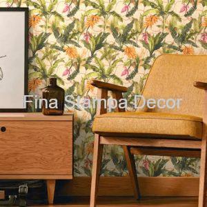 Tecido Marfim Estampa Bananeiras