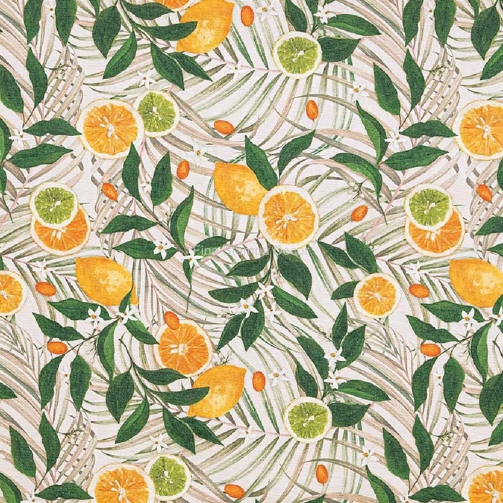 tecido estampa laranja e limão