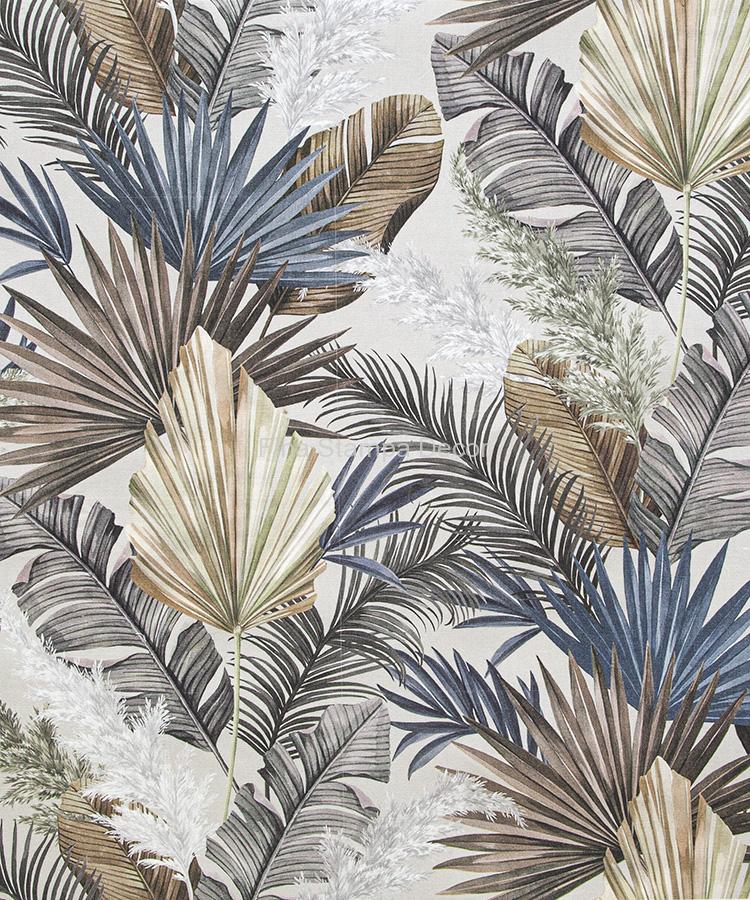 tecido estampa folhagem azul