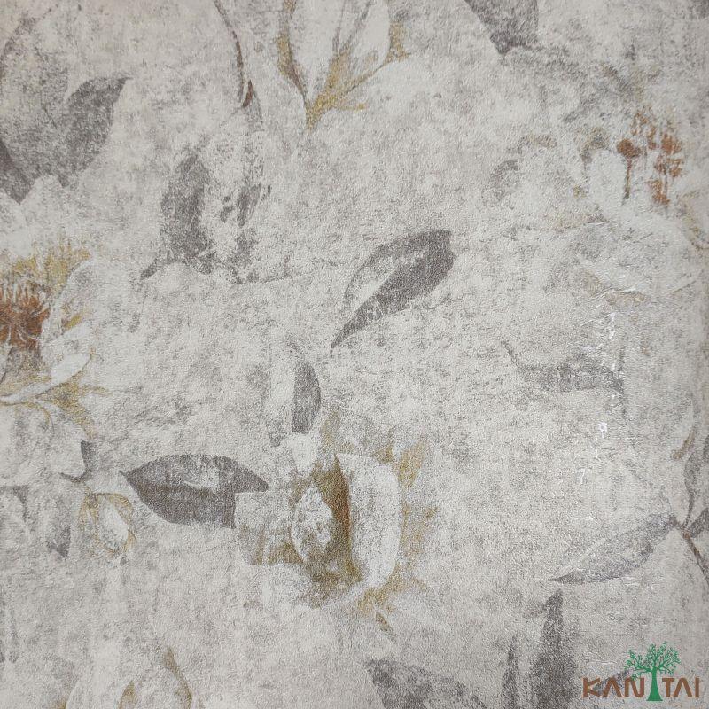 papel de parede floral bege