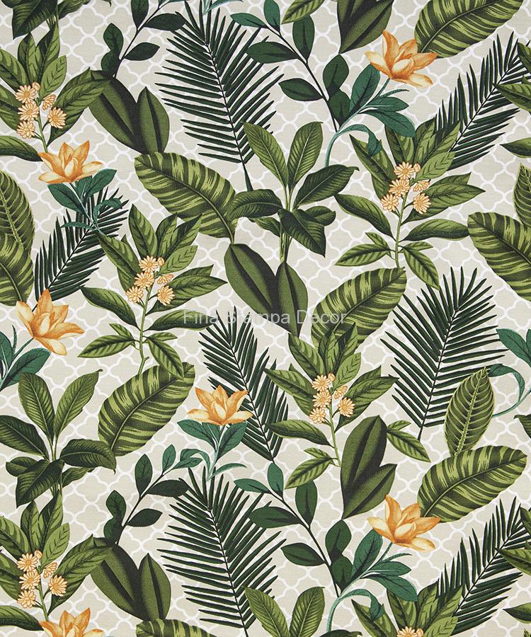 tecido impermeável branco folhagens