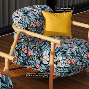 Tecido Impermeável Botânica Azul