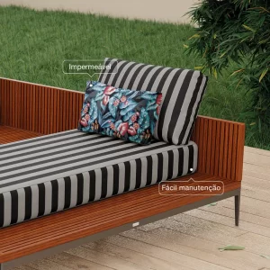 Tecido Impermeável Listrado Preto