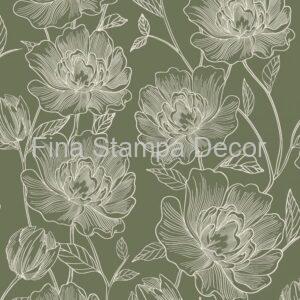 Papel de Parede Floral Verde