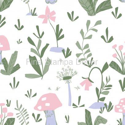 papel de parede branco cogumelos