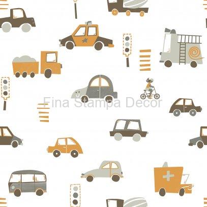 papel de parede branco carrinhos