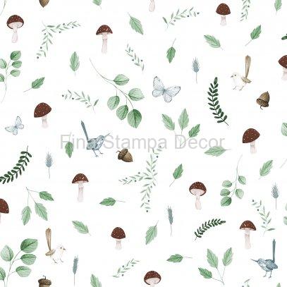 papel de parede branco cogumelos