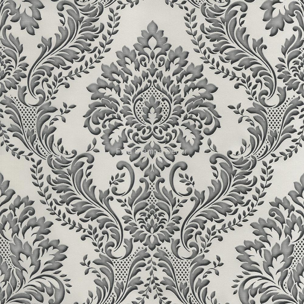 papel de parede cinza adamascado