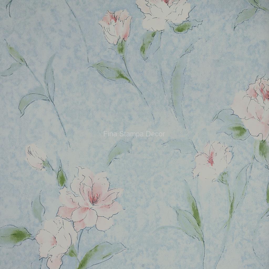 papel de parede azul floral