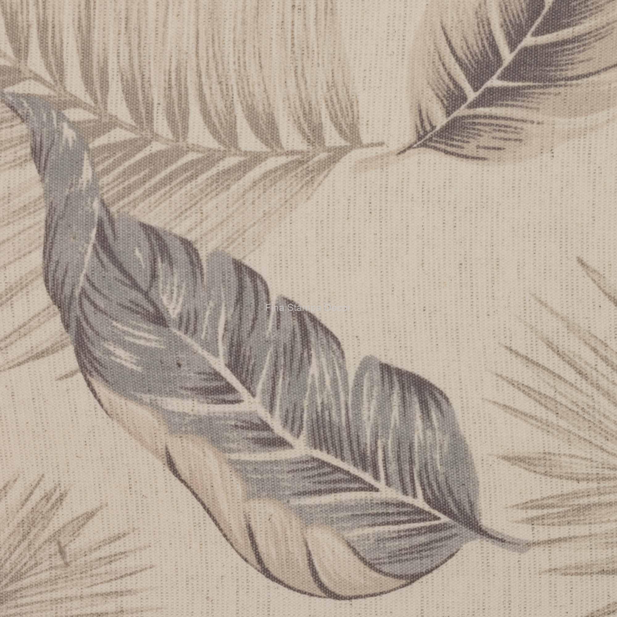 tecido estampa folhas cinza