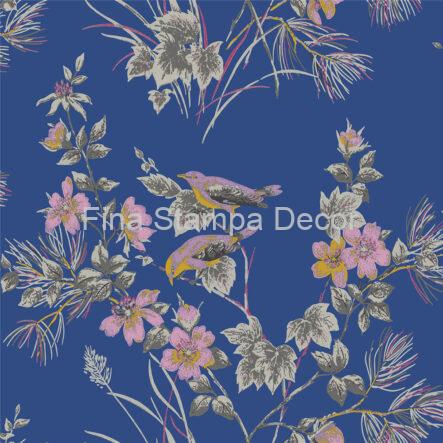 papel de parede azul floral