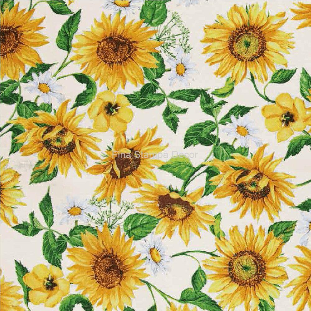 tecido branco estampa girassol