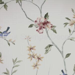 Papel de parede flores e pássaros