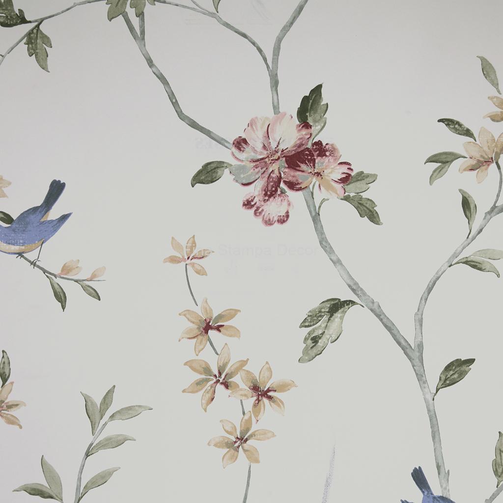 papel de parede flores pássaros