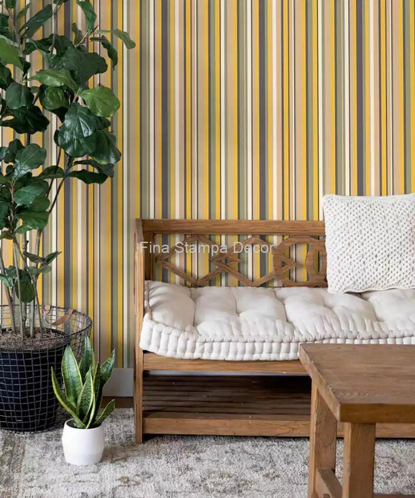 Tecido Listrado Amarelo e Marrom - Imagem 2