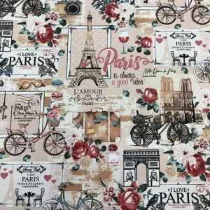 Tecido Vintage Estampa Paris