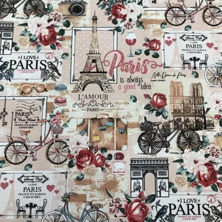 tecido estampa vintage Paris