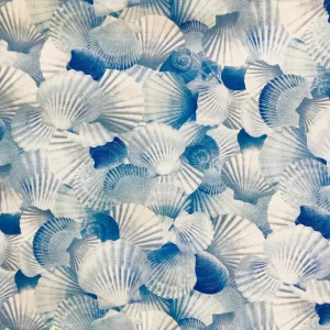 Tecido Impermeável Conchas Azuis