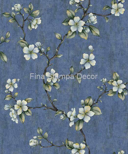 papel de parede floral marinho