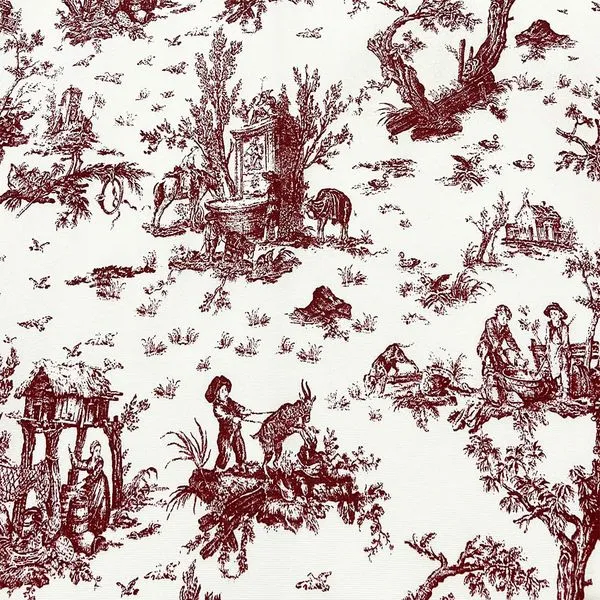 Tecido toile de jouy marsala