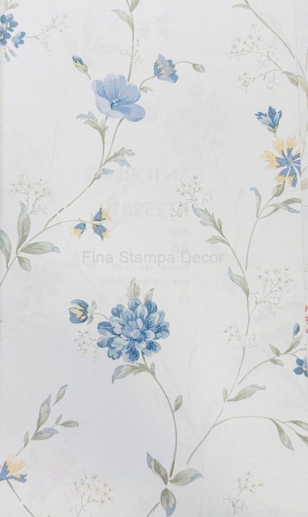 papel de parede floral azul