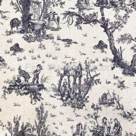 linho toile de jouy azul