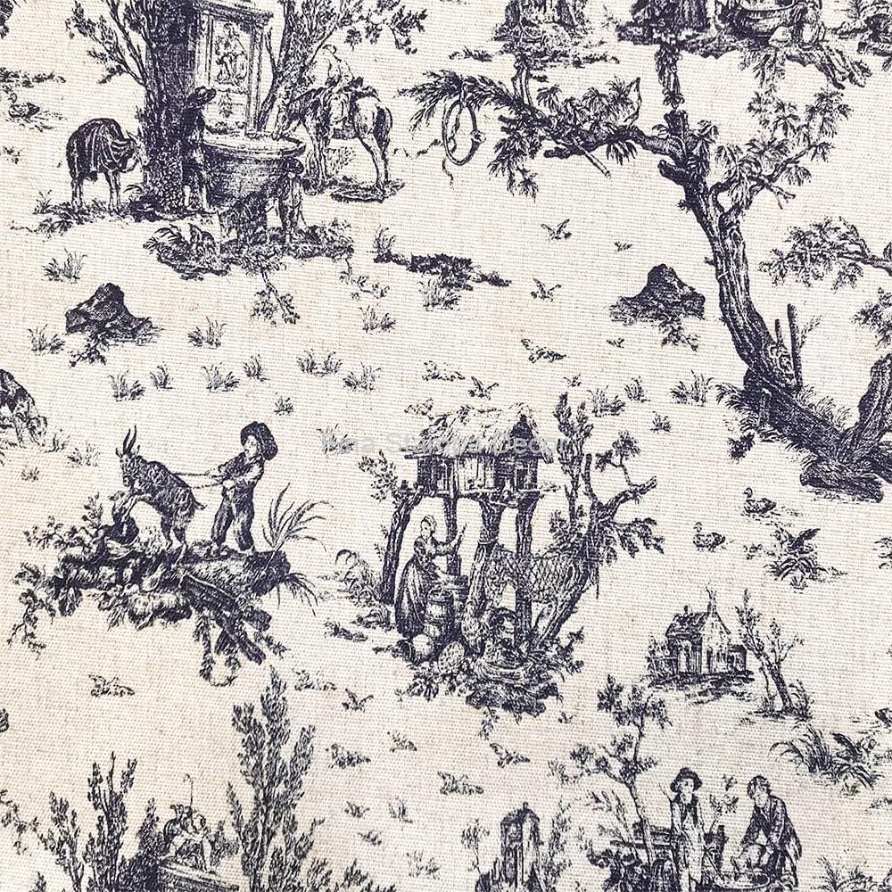 linho toile de jouy azul