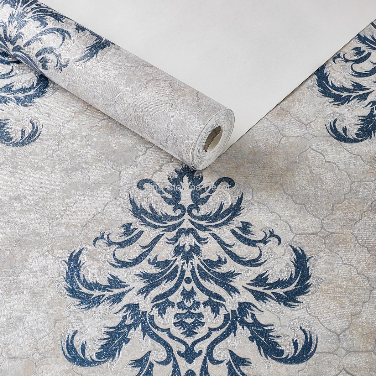 Papel de Parede Adamascado azul - Imagem 3