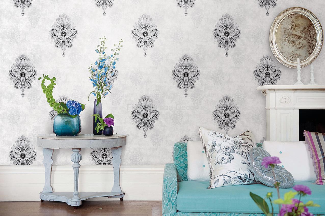 Papel de Parede Adamascado Cinza - Imagem 2