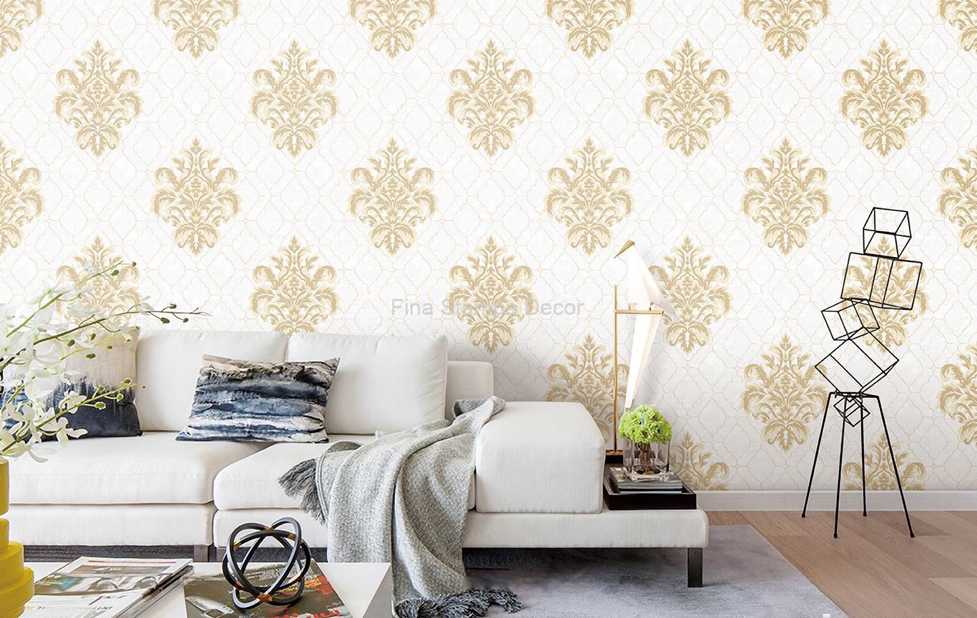 Papel de Parede Adamascado Bege - Imagem 2