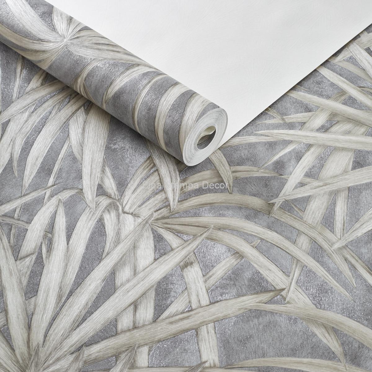 Papel de Parede Folhas Cinza - Imagem 2