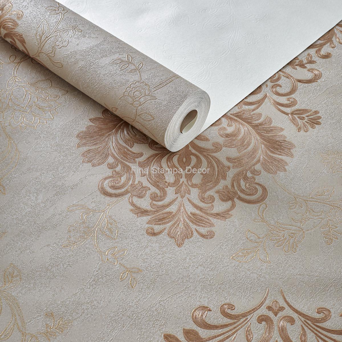 Papel de Parede Adamascado Bege - Imagem 2