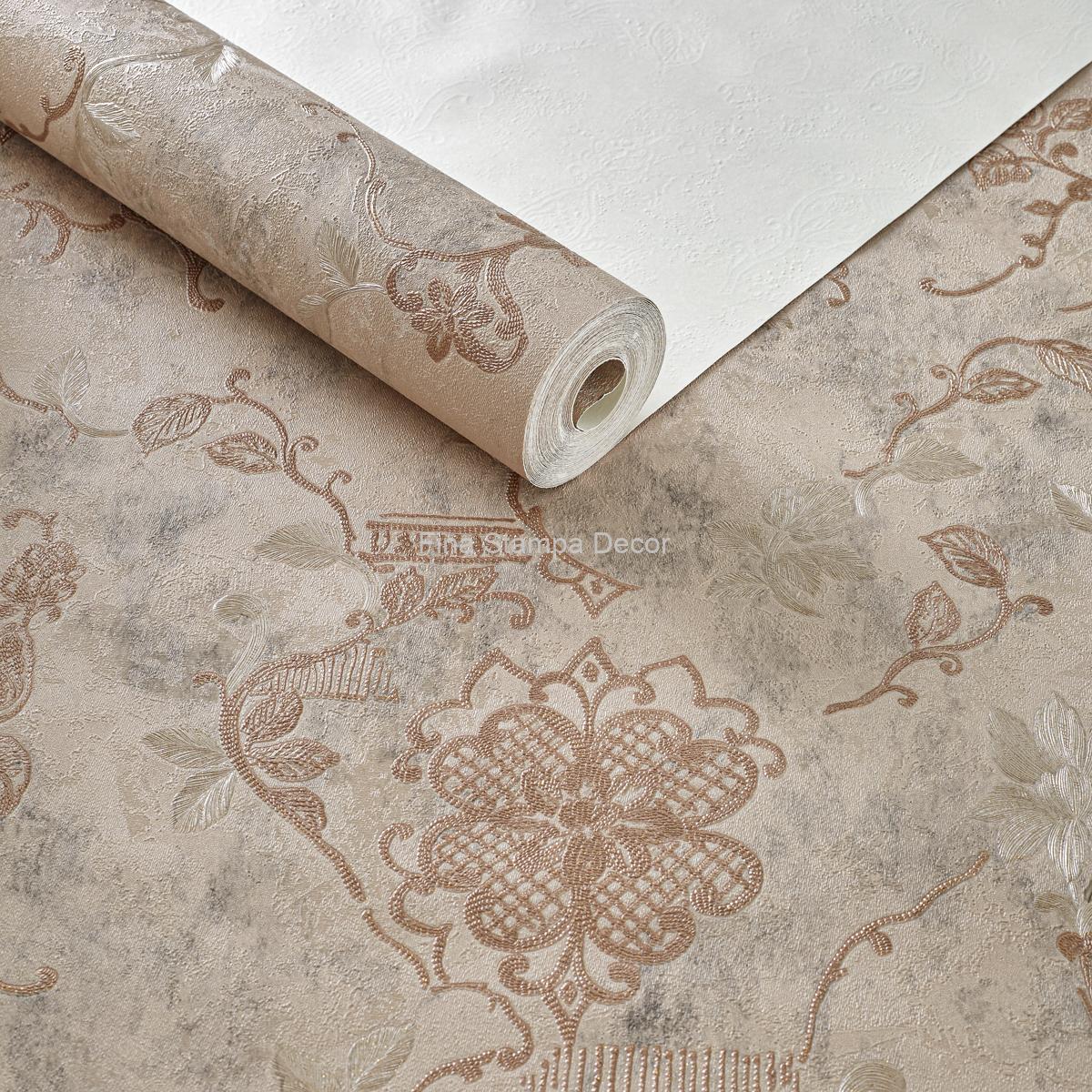 Papel de Parede Adamascado Bege - Imagem 2