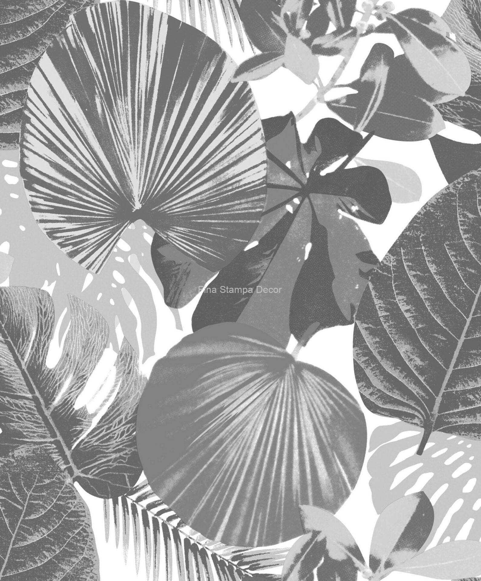 papel de parede folhagem cinza