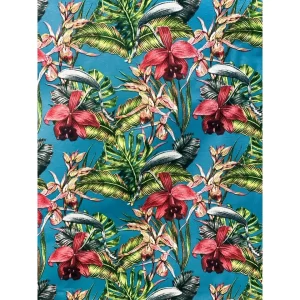 Tecido Impermeável Turquesa Floral