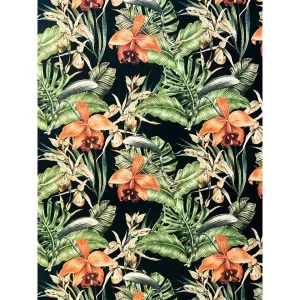 Tecido Impermeável Floral Laranja