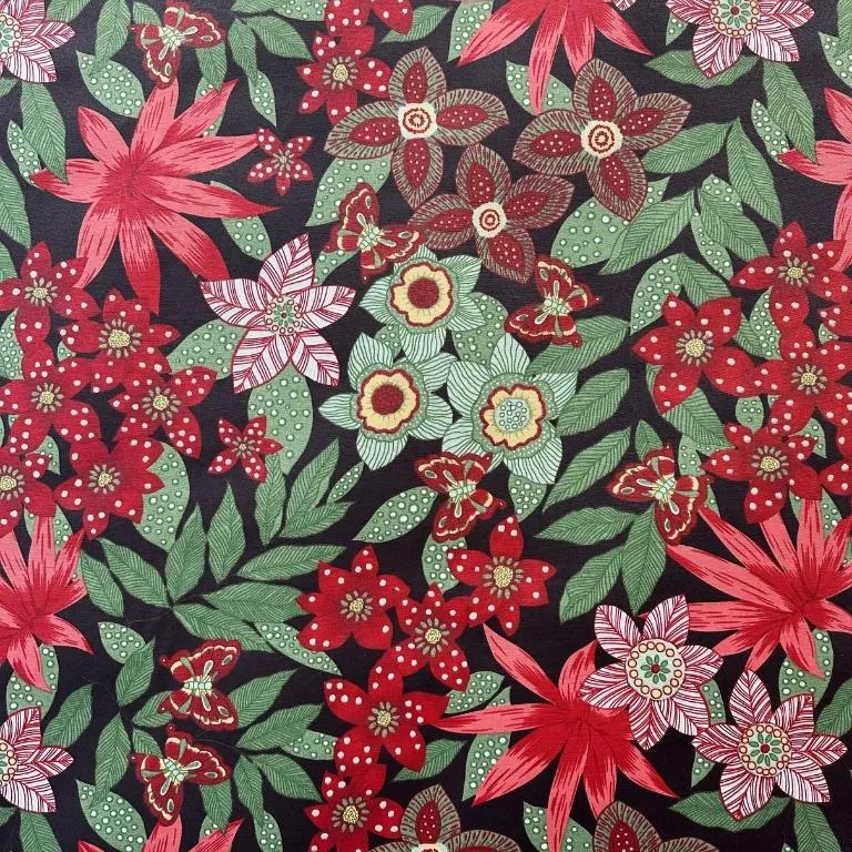 tecido impermeável floral vermelho